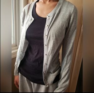 Banana Republic Silk Blend Gray Long-Sleeve Cardigan